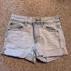 American Eagle next level stretch high rise shortie denim shorts size 0